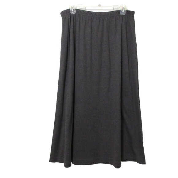 Lands' End Women A-Line Midi Skirt Size L (14-16) Long Gray Stretch 100% Cotton - Picture 2 of 5